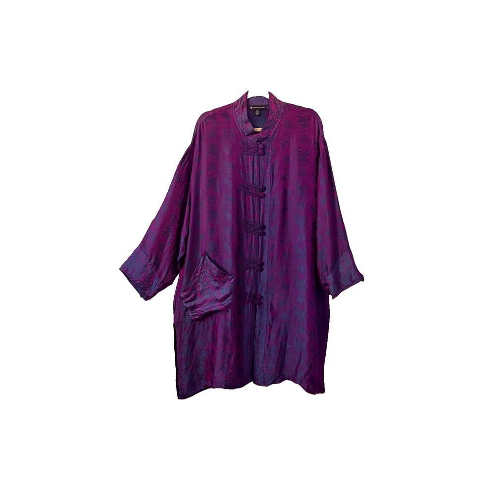 Endless Knot Art 100% Silk Jacket 2X Embroidered Iridescent Exotic Luxury Artsy